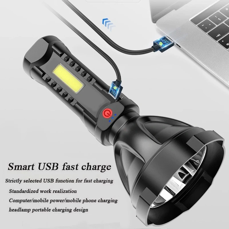 F2 Außen beleuchtung LED Taschenlampe Taschenlampe Batterie Display USB wiederauf ladbare LED Langstrecken ultra helle tragbare Suchscheinwerfer Lampe