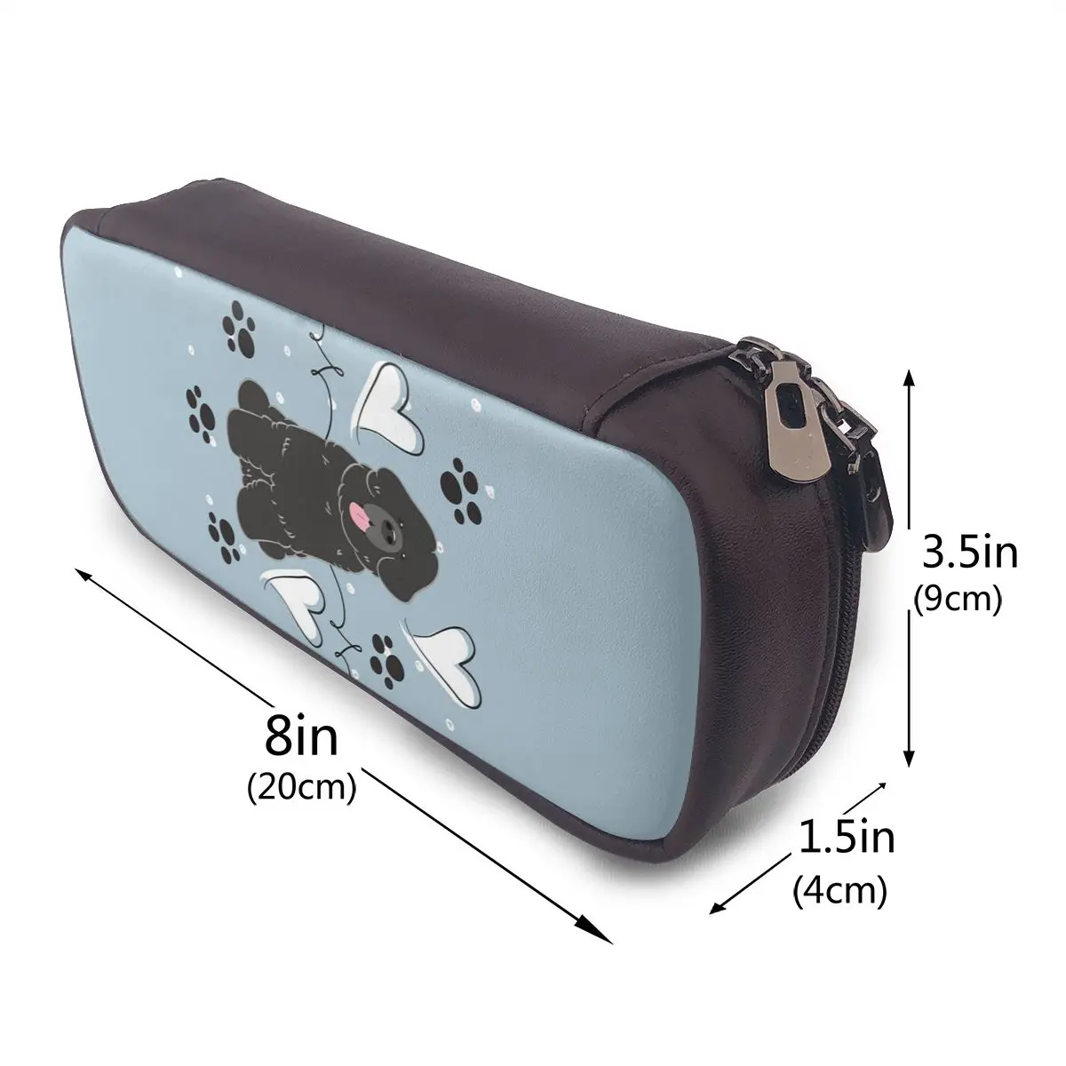 

Черный кожаный пенал для Newfie Newfoundland Dog, пенал для хранения канцелярских принадлежностей, коробка для ручек, сумка-карандаш для студентов