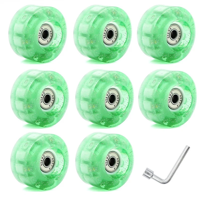 

P5-8 Piece Glitter Light Up Roller Skate Wheels Luminous Skate Wheels With Bearings Installed 58X32mm 82A
