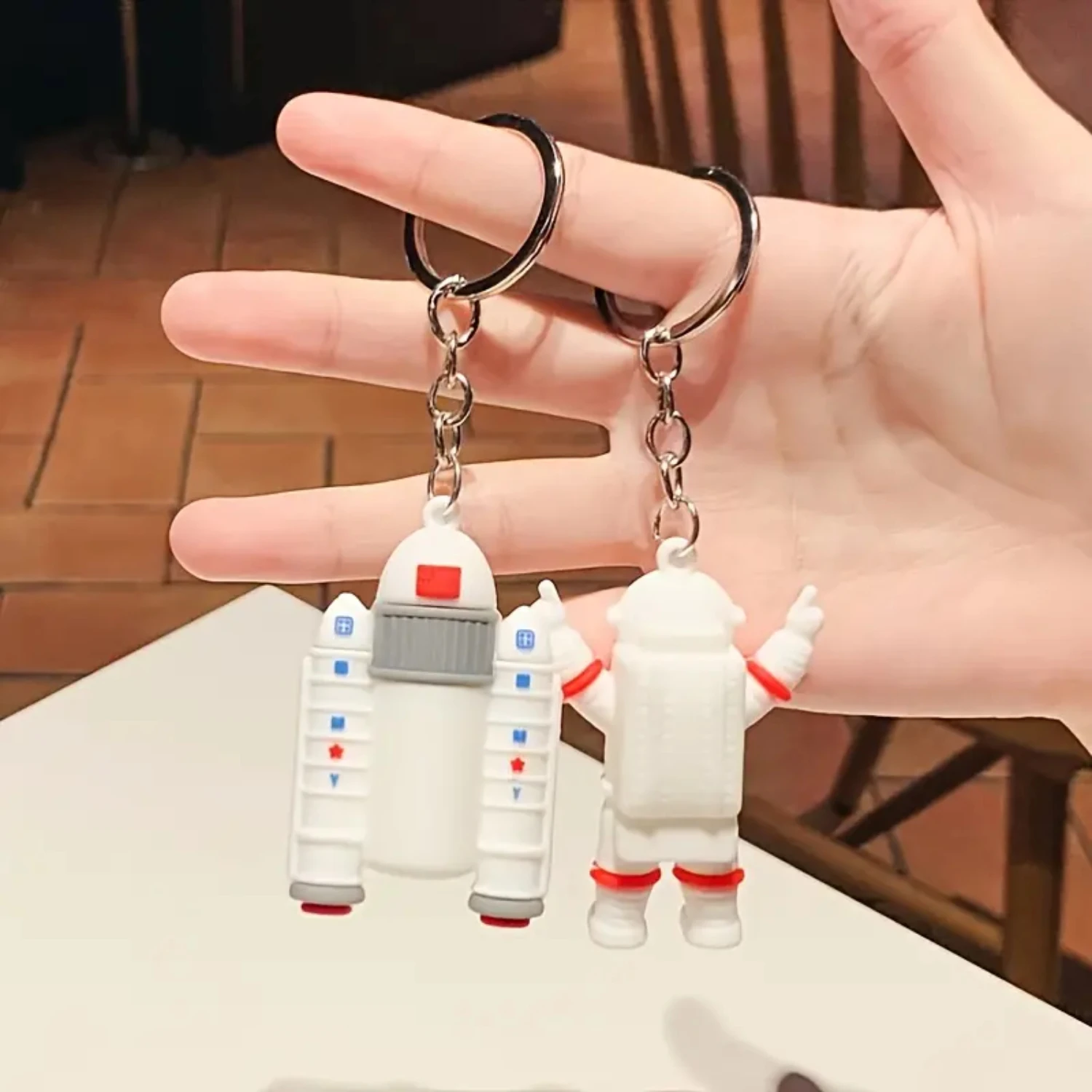3D PVC Soft Cute Astronaut Key Chain Rocket Bag Pendant Gift Key Chain Backpack Accessories