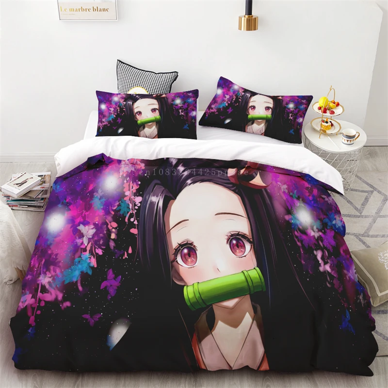 2025 New Duvet Cover Kamado Nezuko Three-dimensional Picture One Quilt Cover Two Pillowcases Unfilled Single Double Bed Bedroom