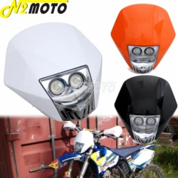 Motocross White LED Dirt Bike Enduro Headlight MX Racing Front Lamp Light Mask For KTM EXC SX-F XC-W FE TE SX 125 350 450 85 250