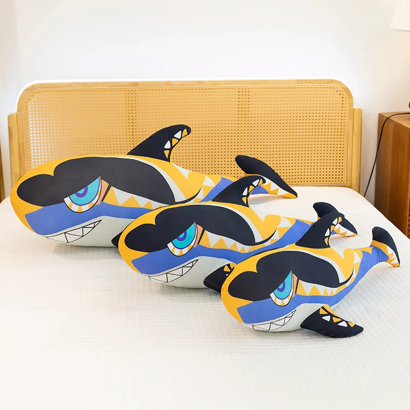 

3 Sizes Big Cartoon Shark Plush Toys Cotton Stuffed Painting Anime Shark Doll Child Gifts Throw Pillow Funny Home Decor