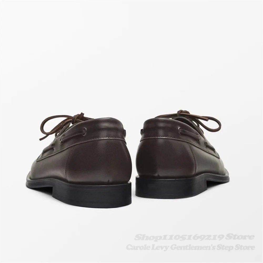 البني جلد البقر المتسكعون الخريف جديد النمط البريطاني جولة تو الدانتيل يصل شقة عارضة الخياطة الكلاسيكية الأعمال الفاخرة الأحذية الجلدية