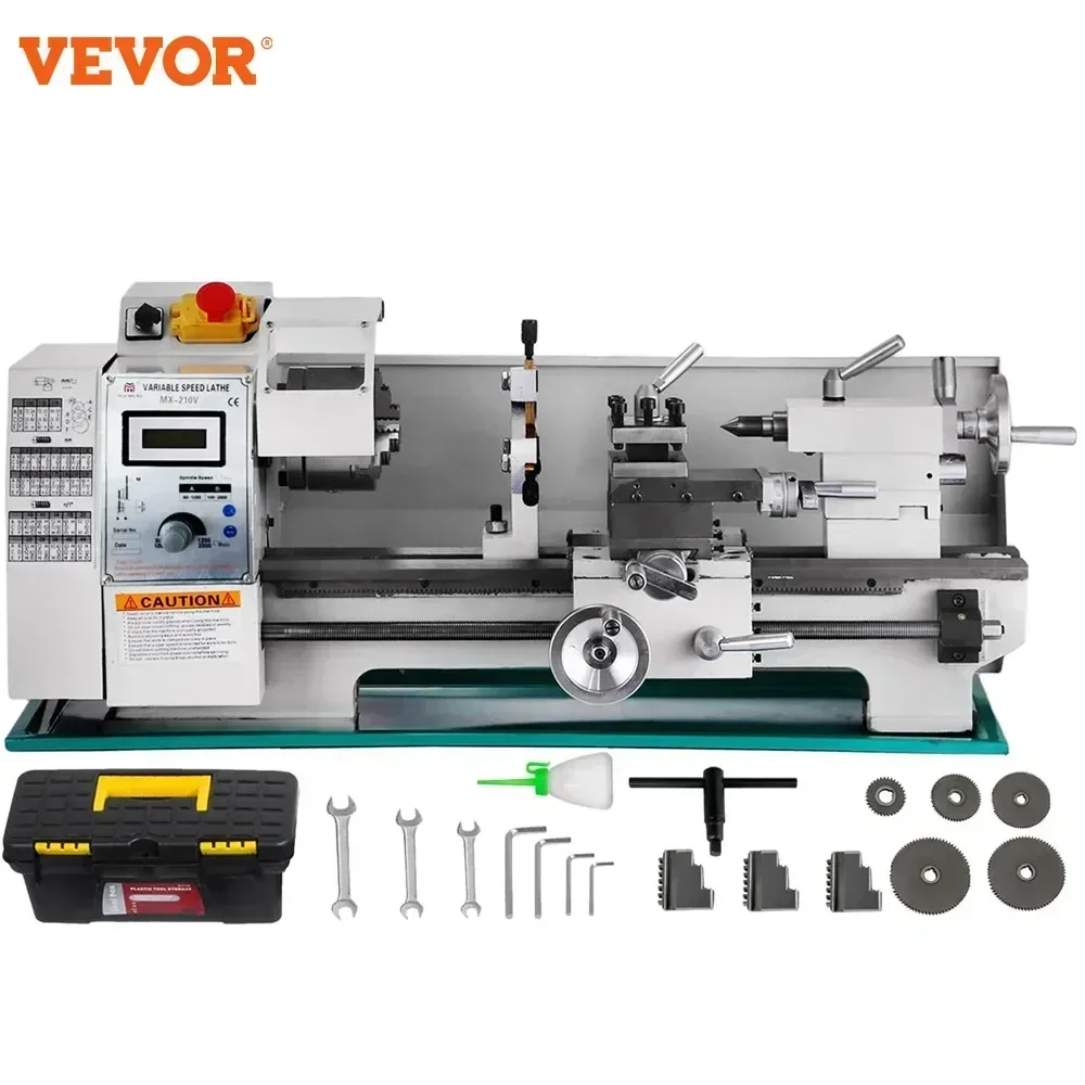 VEVOR Metal Mini Lathe Accessories with Steady Rest 750W 8x16 Inch 2500RPM Mini Bench Lathe Mini Precision Parts Processing