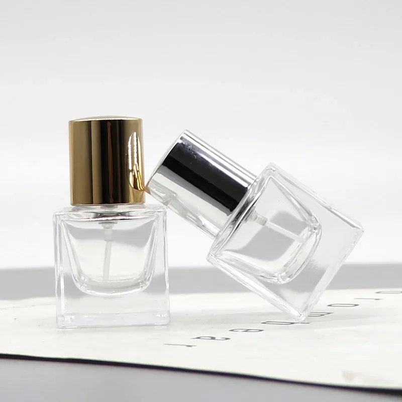 15ml Transparent Glass Perfume Spray Bottle with Gold Cap Empty Perfume Atomizer Portable Square Refillable Bottles Travel