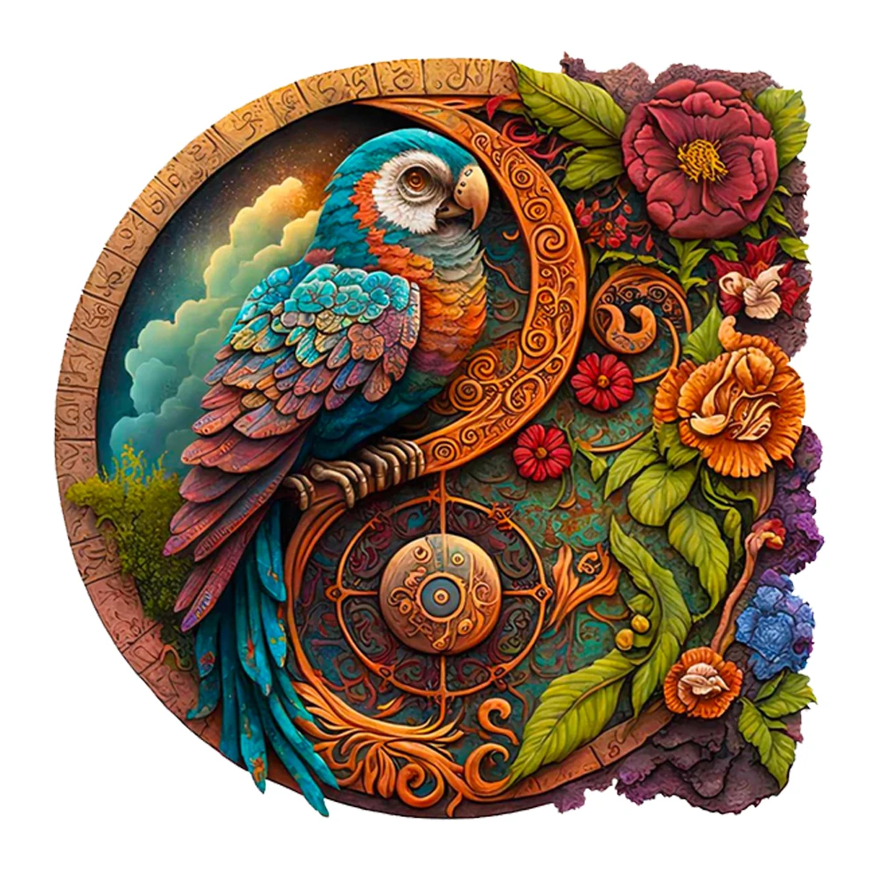 Adult and Children's Animal Wooden Puzzle Refined Bird Figure A3 A4 A5 3D Wooden Crafts Circular Festival Gift Children's Toys