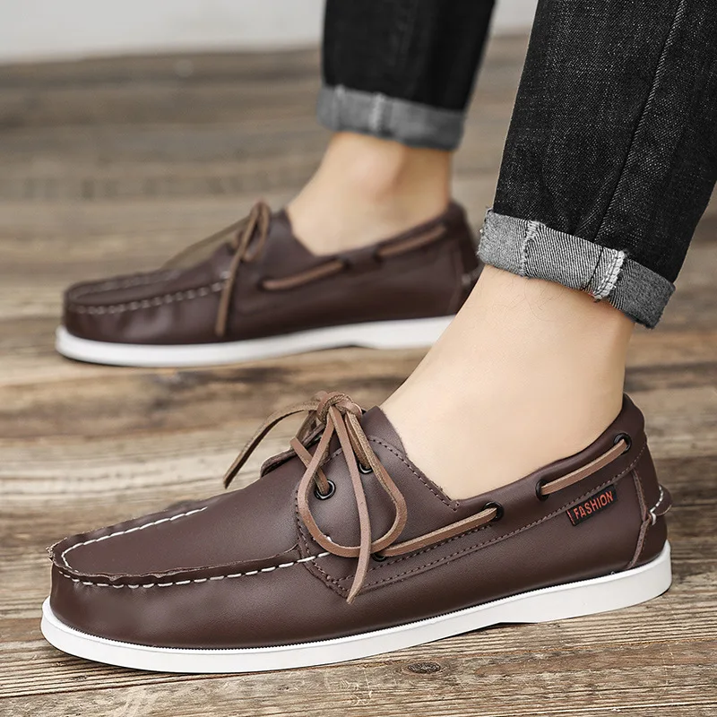 

Genuine Leather Men's Casual Shoes Fashion Mens Loafers Comfortable Soft Men's Flat Driving Shoes 2025 New Leisure Shoes for Men
