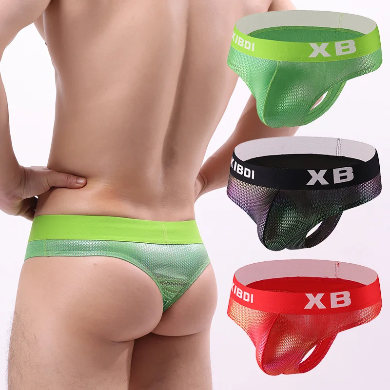 Men\'s Fashionable Bikini Gay Sexy T Back Thong Breathable Comfortable Bulge Pouch G String for Men Nightclub Performance Panties