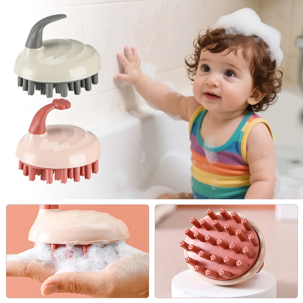 

2pcs Baby Hair Scalp Massager Brush Gentle Shampoo Bath Tool Head Scrubber Soft Bristles Hair Cleansing Shower Brush Massage