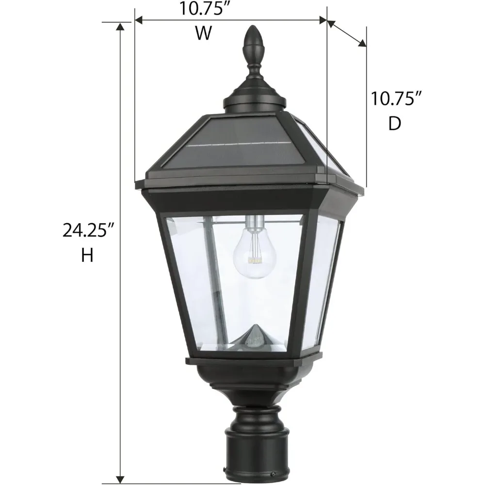Lâmpada V2 para poste de lâmpada solar externa, alumínio preto, lâmpada única com ajustador de 3 polegadas para postes de lâmpada