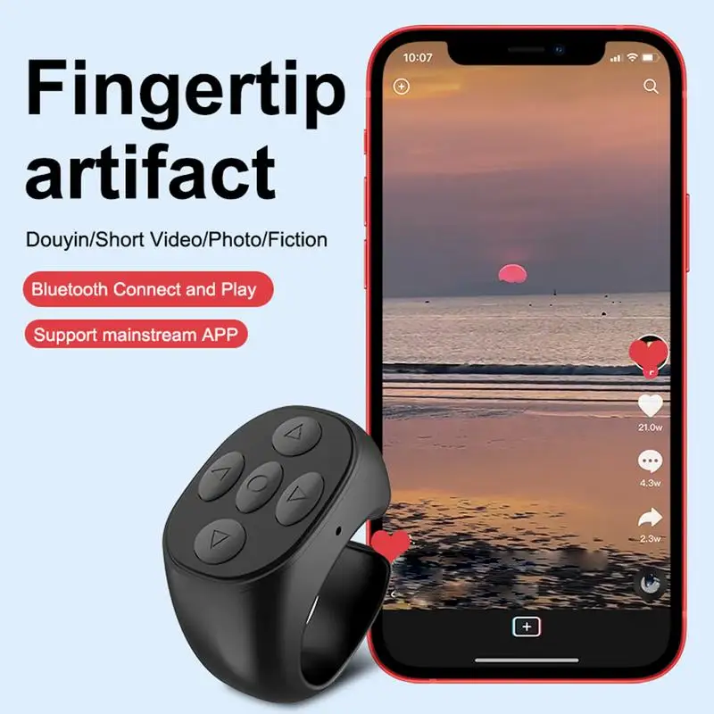 Drahtlose Fernbedienung, Seitenwender, stabiler Seitenwender, Fernbedienung, Fingerspitzen-Controller, Selfie-Fernbedienung für Mobiltelefone, Tablet-Geräte