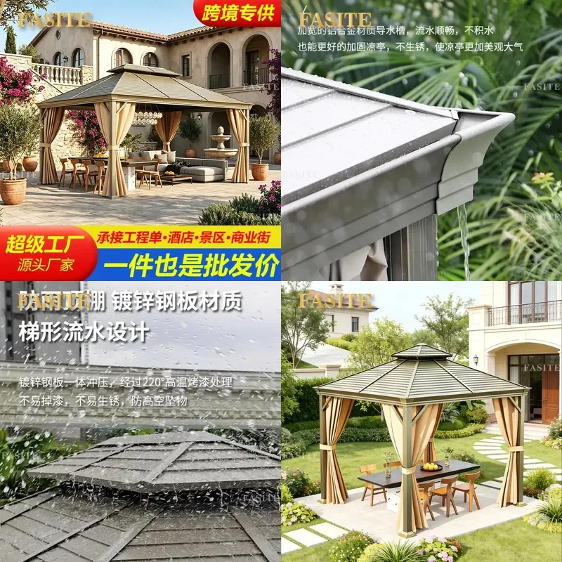 For Villa Courtyard Aluminum Alloy Pavilion Outdoor Terrace Garden Awning Roof Yard Leisure Rain Shelter Durable Weatherproof