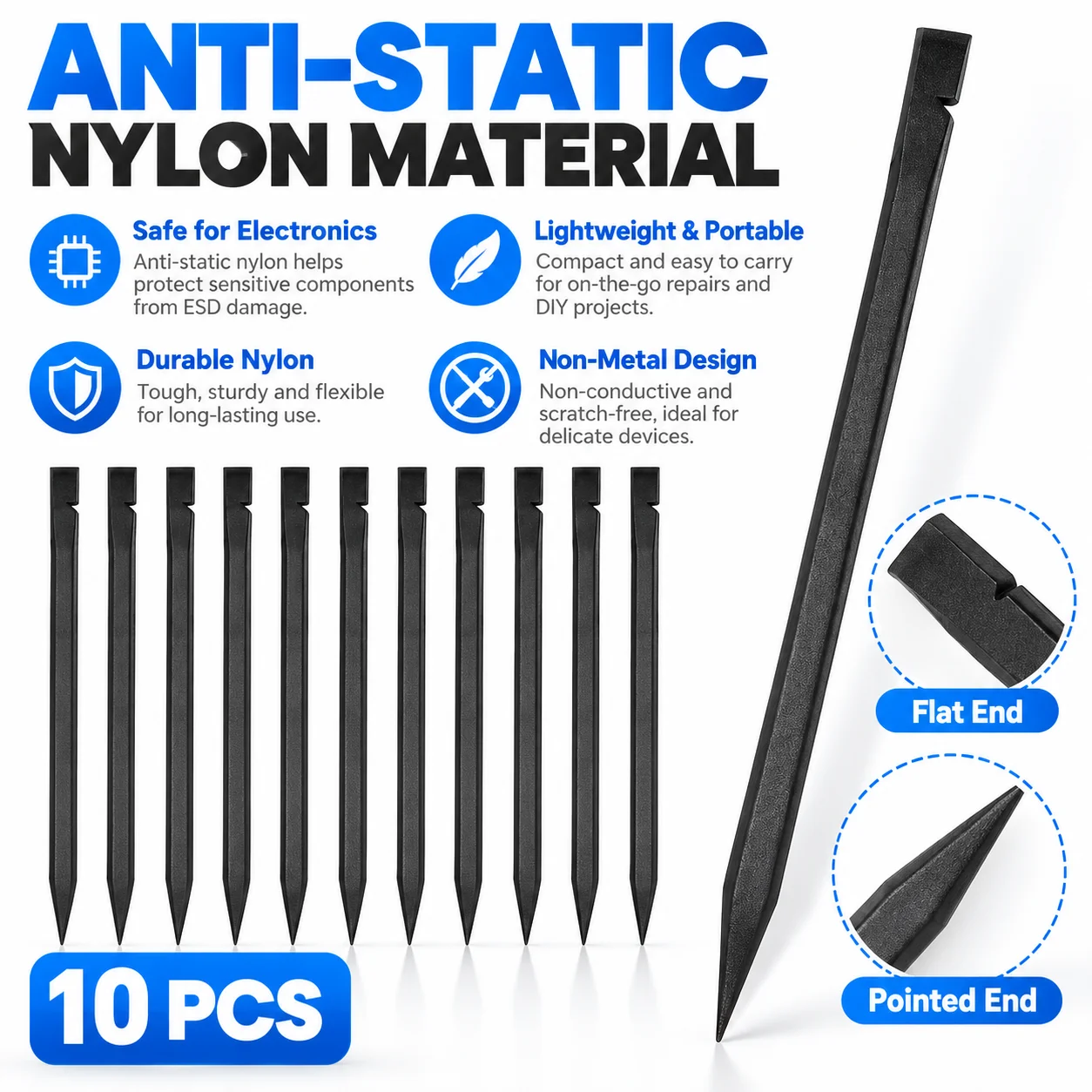10 Stück antistatische Kunststoff-Hebelstifte aus Nylon, zum Öffnen von Geräten, für iPhone, iPad, Samsung-Smartphones, Reparatur-Handwerkzeug-Set. – Detail 6