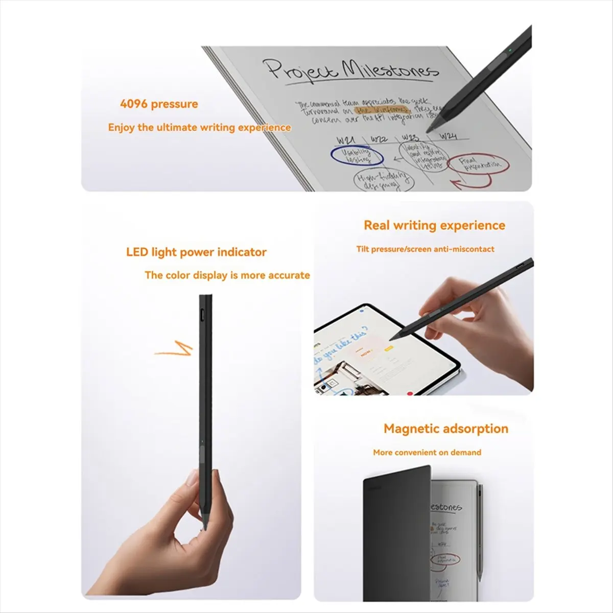 

Стилус 4096 для стилуса Paper Pro с ластиком 4096, чувствительный к давлению магнитный стилус для сенсорного экрана