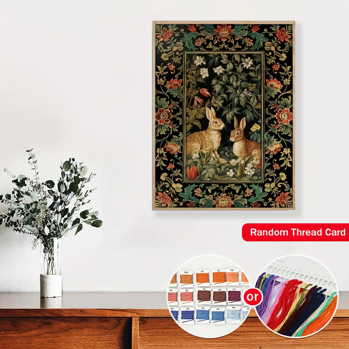 1PC36X46cm/14.17X18.11in,11CT Print Cross Stitch DIY Kit, Forest Hares, Adult Beginner's Relaxed Cross Stitch Stitch