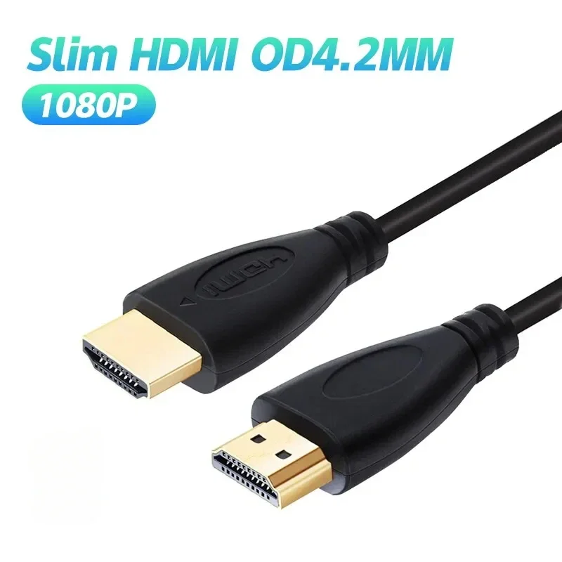 Slim HDMI Cable OD4.2MM Black PVC Ultra Soft Thin Cord Wire HDTV Supports High Speed 1080p 3D 3m 5m 10m