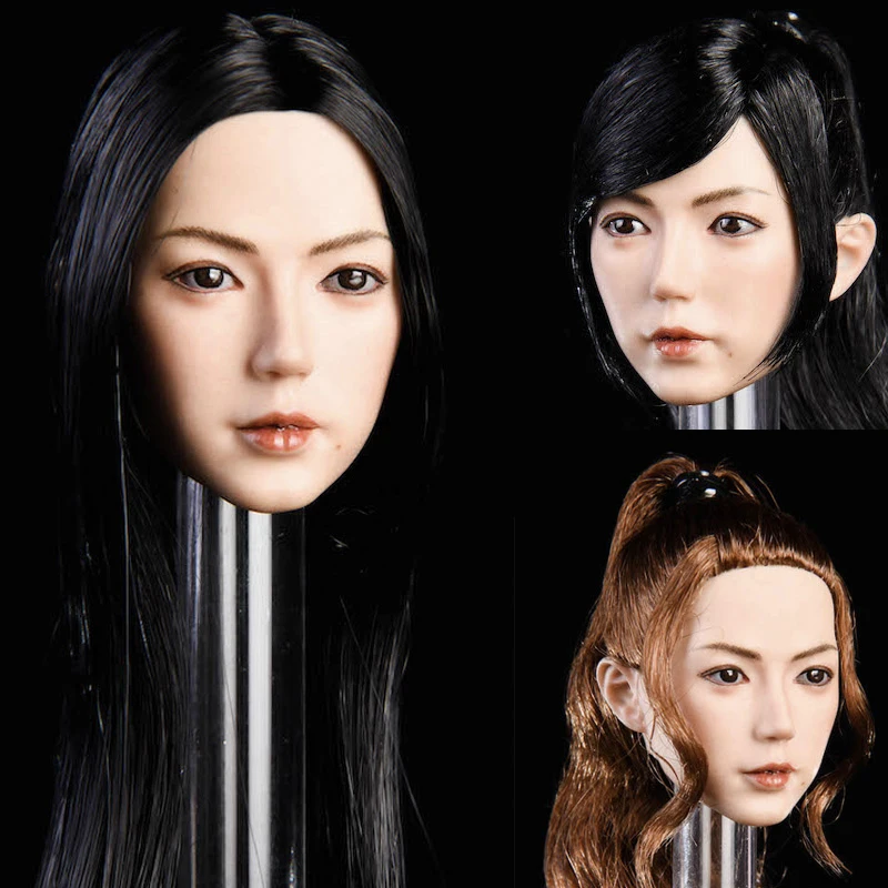 YMTOYS YMT019 1/6 Scale Beautiful Asian Female Head Sculpt Planted Hair Model For 12