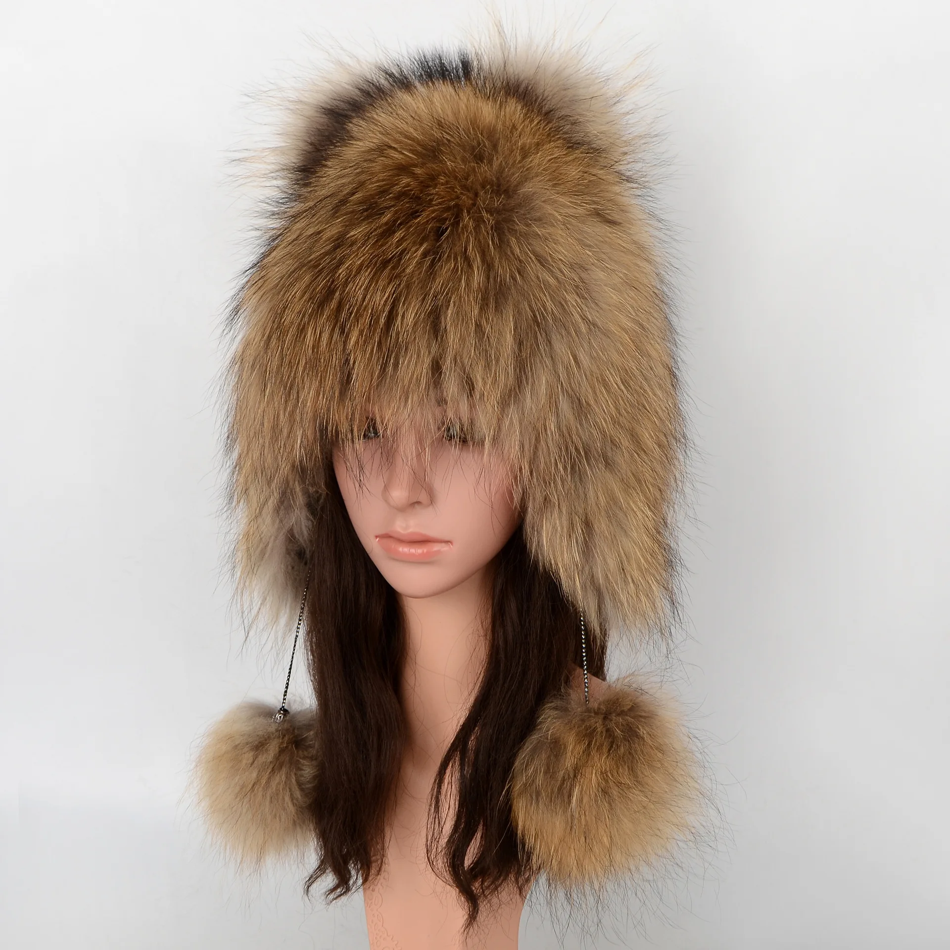 

High Quality Real Fox Fur Hat Ear Protection Women's Winter Warm Ear Protection Fur Hat Beret Snow Hat Skiing Toe Cap