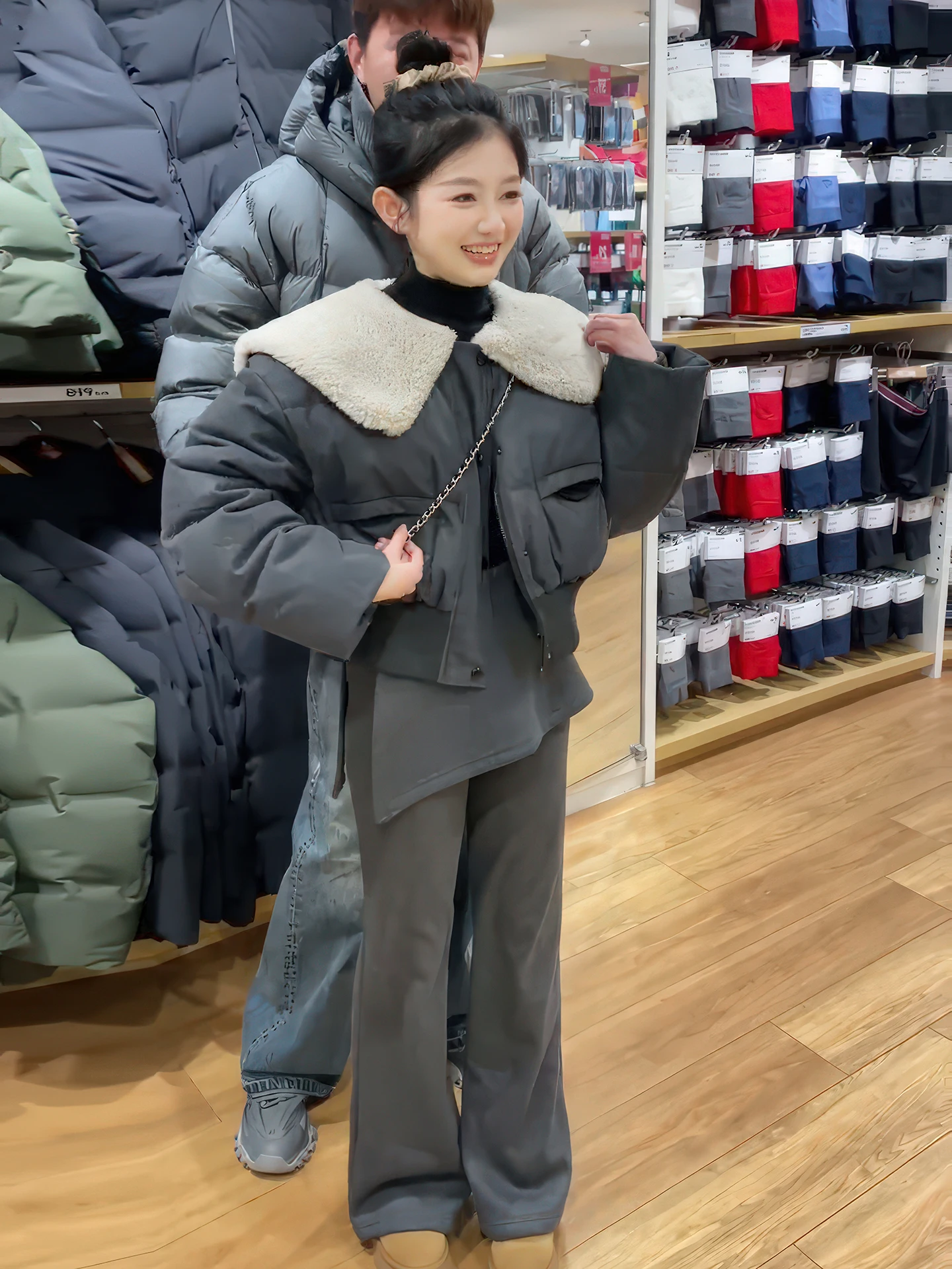 

Faionable mat ort Women's down Jaet Winter 2025 New Loose Slimming Fur Collar Warm Outerwear Casual Daily Wear