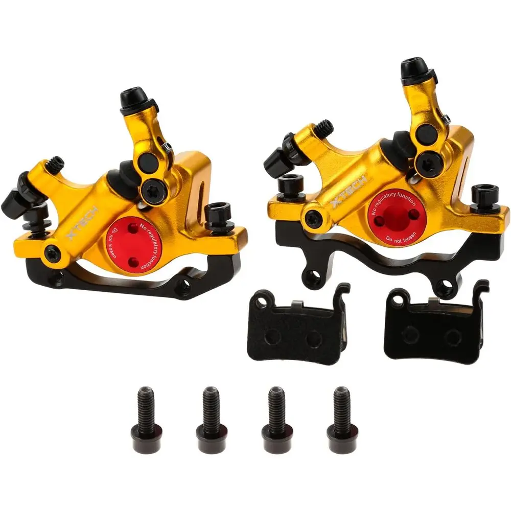 

Gold Dual Disc Brake Calipers for Mountain and E-Bikes, 2PCS Front/Rear, HB-100 Line Pulling Hydraulic