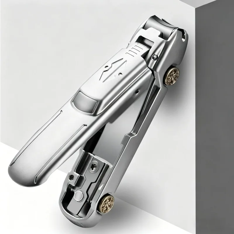 Stainless Steel Car Shaped Anti-Splash Nail Clipper Wide Jaw Toenail Cutter for Thick Hard Ingrown Efficient Nail Travel Tool