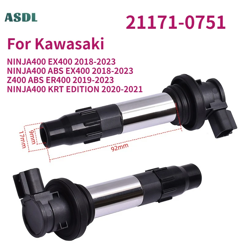 

21171-0751 Motorcycle Ignition Coil Spark Plug Caps Replace For Kawasaki NINJA400 EX400 2018-2023 Z400 ABS ER400 NINJA 400 KRT