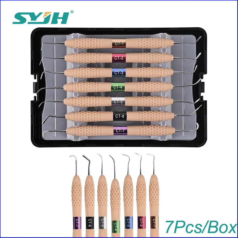 SYJH Dental 7Pcs Silicone Handle Resin Filler Spatula Kit Autoclavable Aesthetic Repair Dentistry Clinical Restoration Equipment