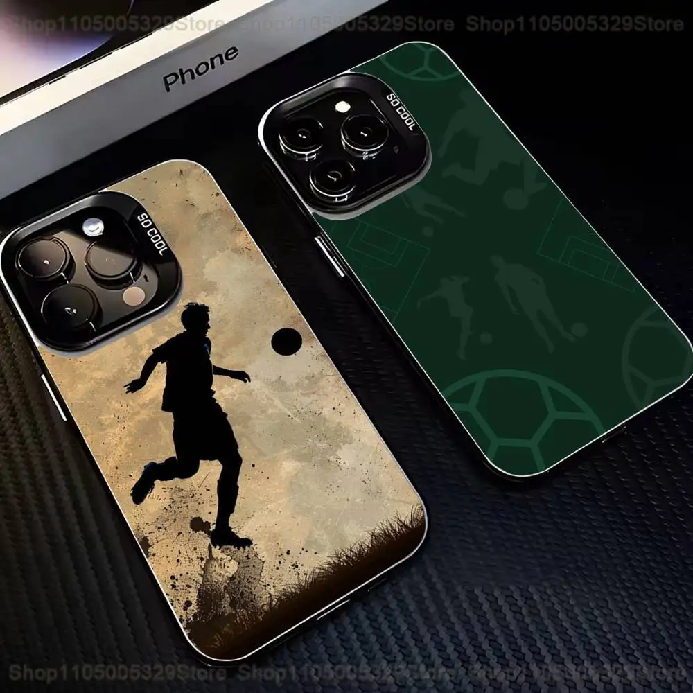 

Football Player Soccer Art Phone Case For iPhone 16,15,14,13,12,11,Mini,Pro,MAX Black Matte Shockproof Cover