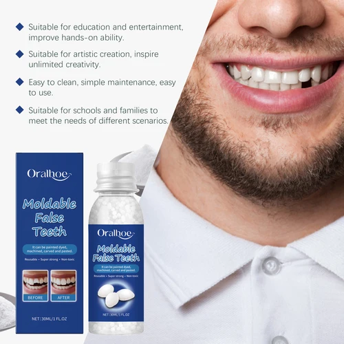 Imagen 2 del producto Resina temporal moldeable fijación de dientes faltantes dientes rotos pegamento sólido DIY Halloween Cosplay fiesta dentadura adhesiva reparación de dientes