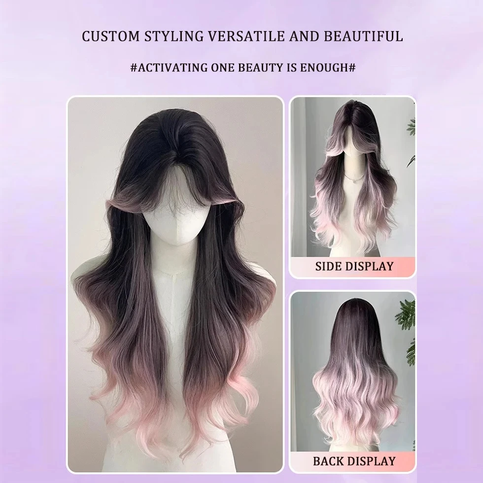 EASTSECRET Synthetic Wig Hull Head Cover Hor Women In Paris Painted And Dyed With Gradient Long Curly Hair Naturally Breathable