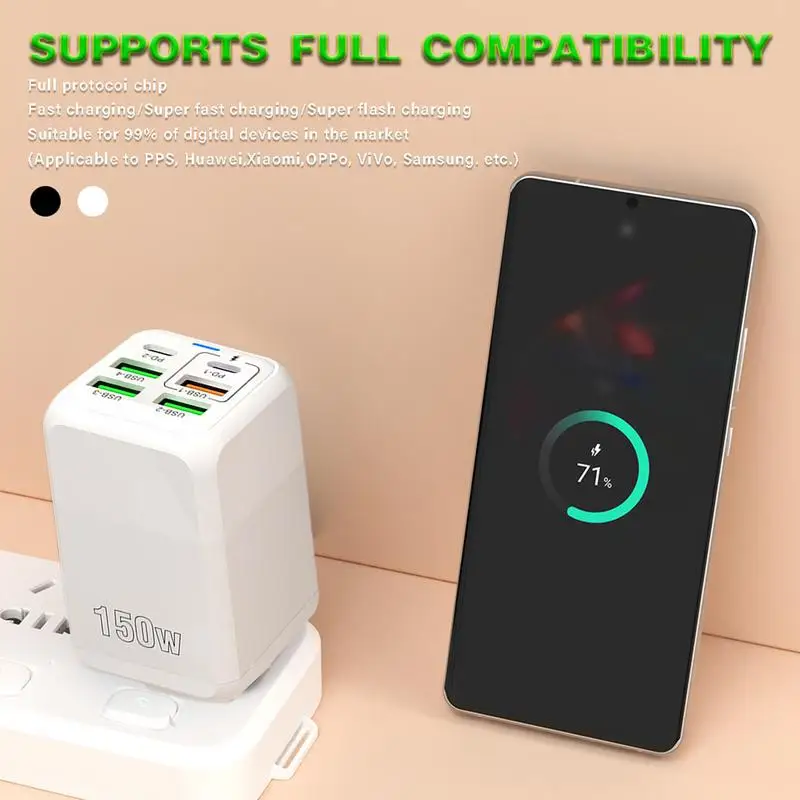 USB محطة شحن المحور 6 منافذ محطة شحن سريع شاحن قطاع محول محطة شحن سريع متعدد المنافذ USB مكعب محول