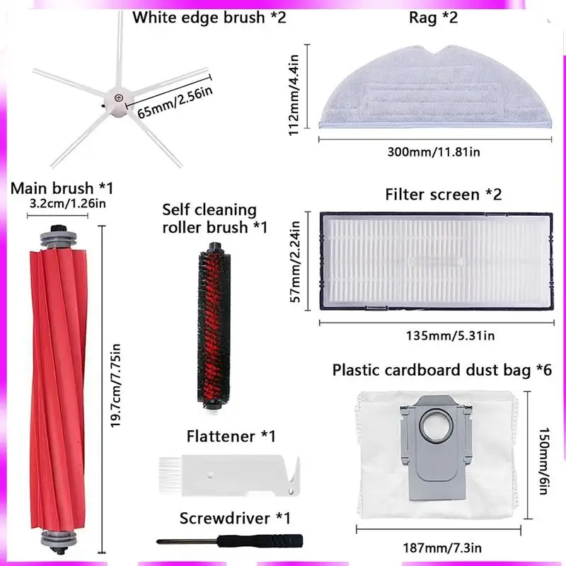 ملحقات N98R لـ Roborock S7 Maxv Ultra / S7 Pro Ultra، فرشاة تنظيف الأسطوانة الرئيسية، فلتر أكياس الغبار
