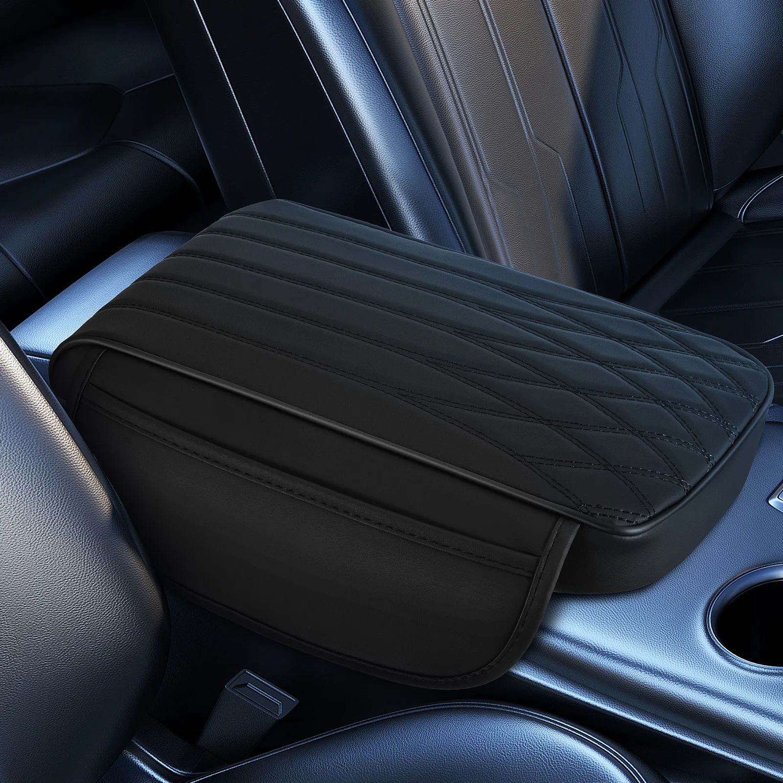 

Multifunctional Car Armrest Cushion Pad Storage Cover Durable Console Cushion For Suv Auto Center Black Armrest Box