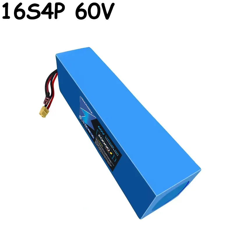 Batterie Électrique 60V 16s4p 20000mAh 1000W, BMS 50A Intégré + Chargeur 20Ah 60V Batterie Lithium-ion