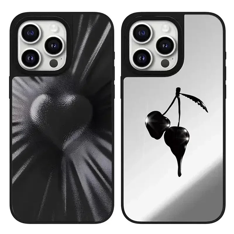 

Creative Heart Cherry Mirror Magnetic iPhone 11 12 13 14 15 16 Pro Max Protective Case, Fits iPhone 16 Pro Max