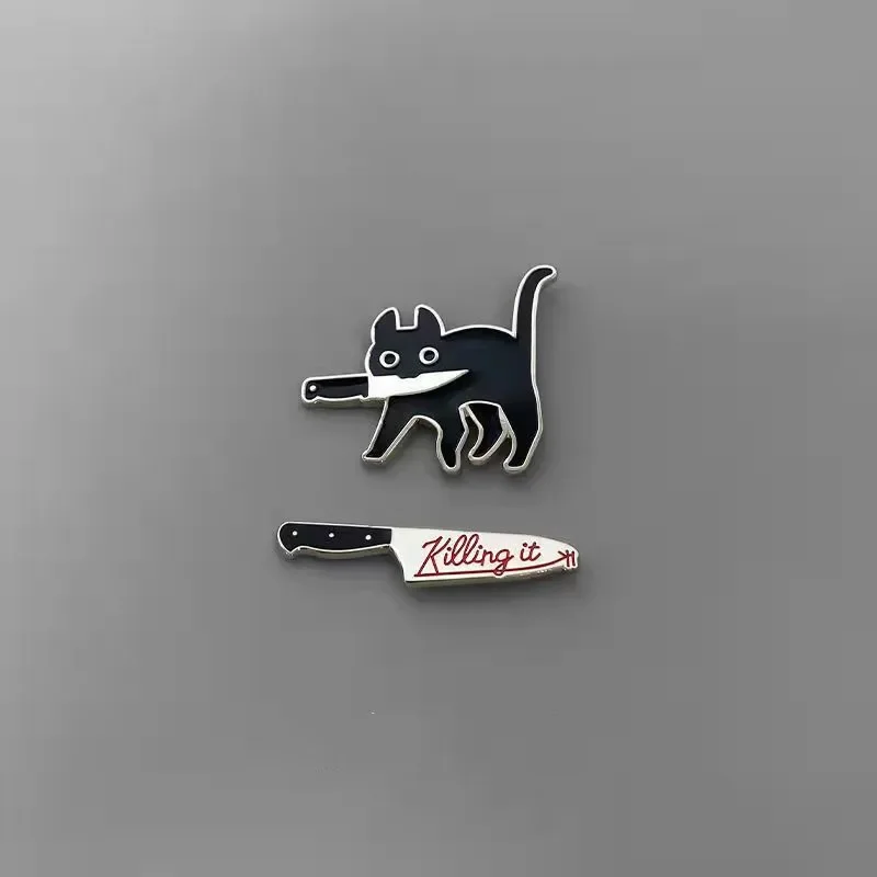 Cartoon Creative Black Cat Modeling Pop-Enamel Pin Lapel Badges Brooch Funny Fashion Jewelry