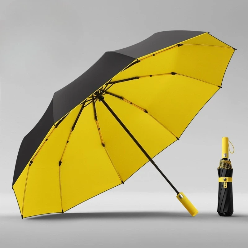 125CM Dreifach Faltbarer Doppellagiger Doppelkiel Übergroßer Herren-Regenschirm Sonnenschutz Extra Faltbarer Regenschirm für Outdoor und Alltag