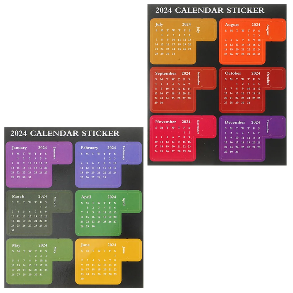 Stickers 2024 Index Post Notepad Month Sticky Monthly Calendar Colorful Compact Book Tabs Office