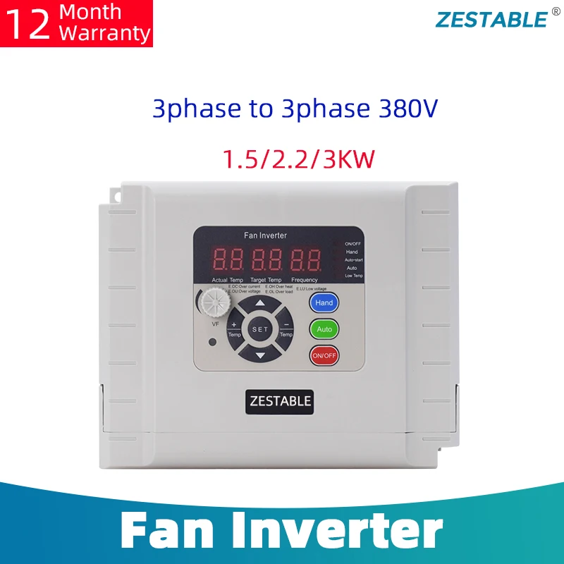 Fan Inverter 3Phase 380V Automatic Temperature-Controlled Speed Regulator 2.2KWThree-Phase Automatic Temperature Controller,