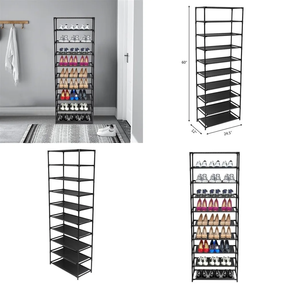 

Shoe rack10 Tier Stackable Shoe Rack Organizer with Stainless Steel Frame Holds 30 Pairs Space Saving Entryway Closet Storage