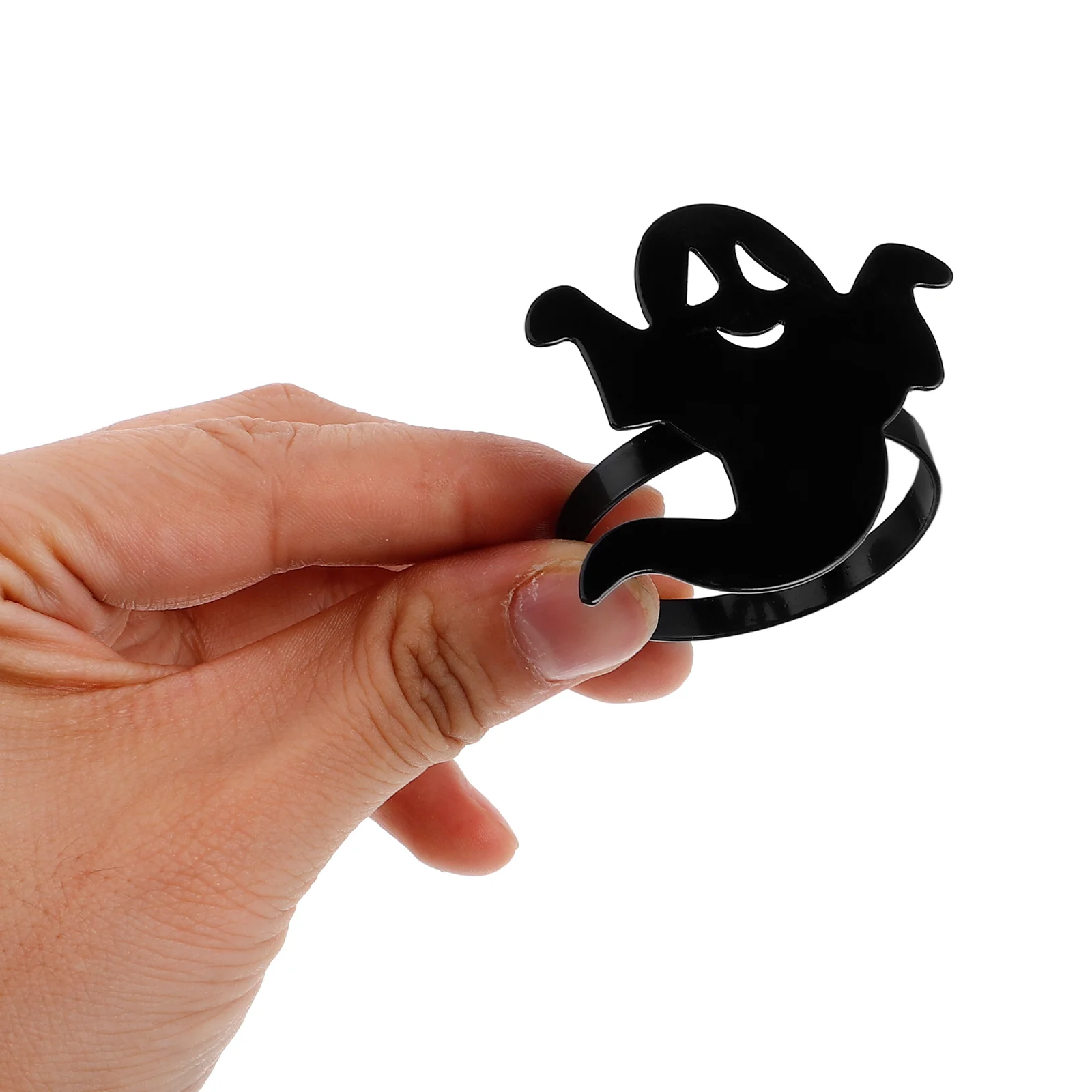 4 Pcs Paper Napkin Rings Ghost Metal Circle Dining Table High Quality Alloy Charm Party Favors Black Halloween Decor Spoof