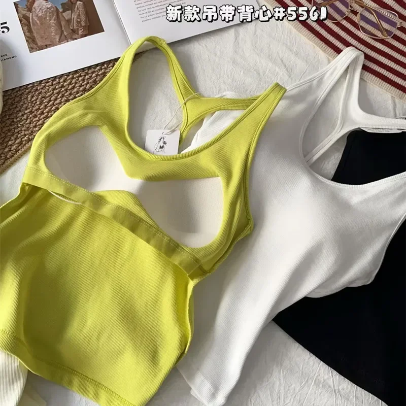 Sexy Rückenfreies Tanktop mit Eingebautem Brustpolster für Damen, Kann als Unter- oder Oberbekleidung Getragen Werden, Perfektes Frühlings- und Sommer-Top für Damen, Alltagstanktop