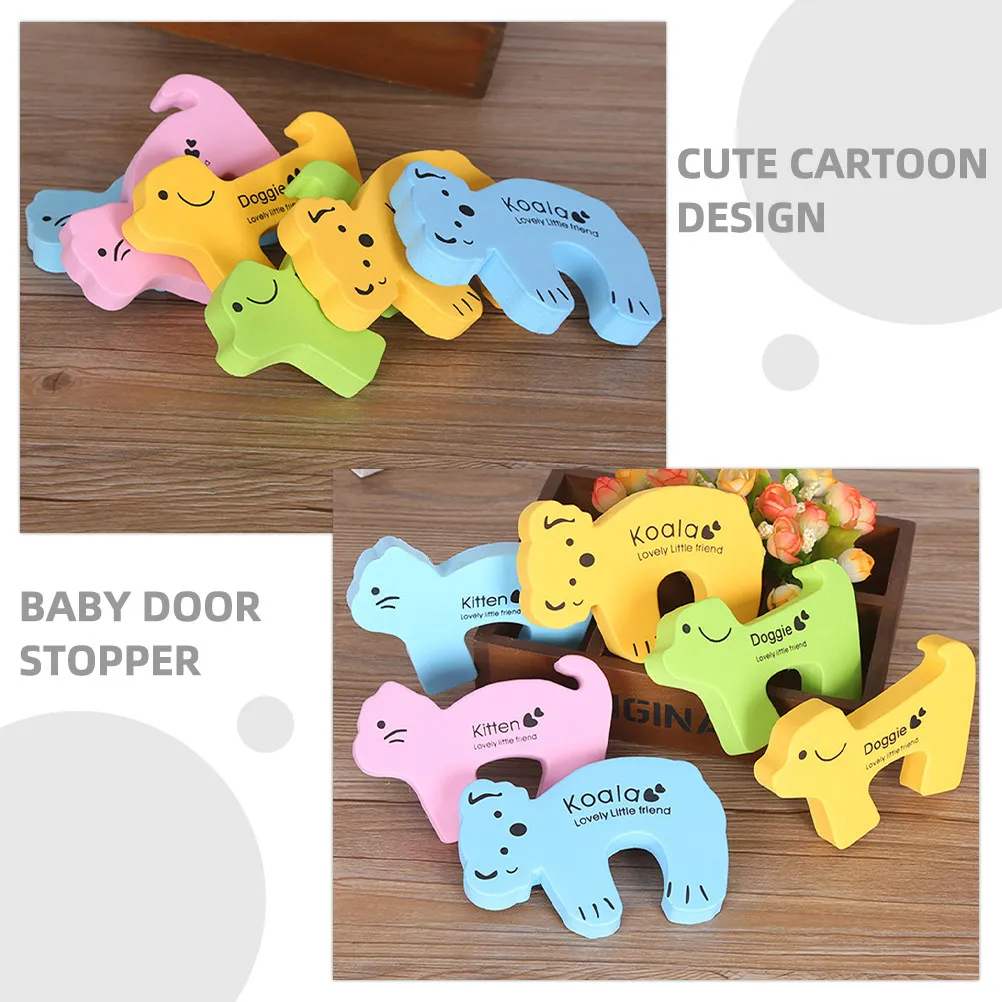 

6Pcs Cute Cartoon Door Stopper Toddler Safety Pinch Guard Prevent Door Slamming Nbr Anti-Deformation Bumper for Kids Room Home