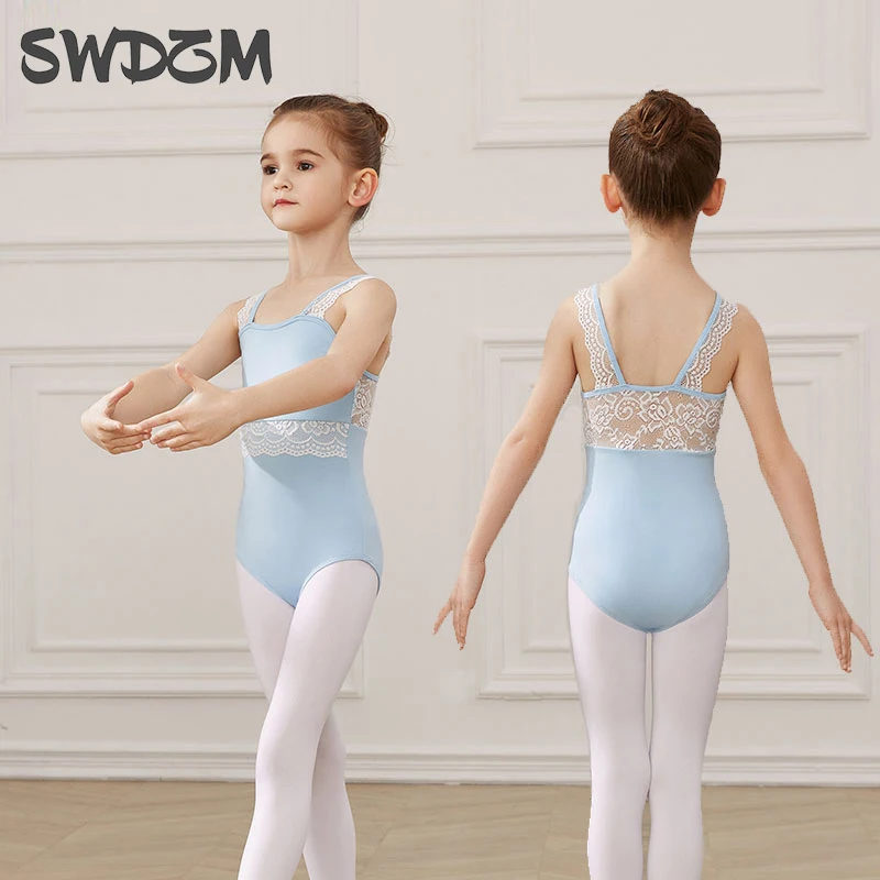 Girls Ballet Leotards Lace Gymnastics Dancer Clothing Child Tutu Dance Leotards Sleeveless Ballerina Bodysuit Kids Students