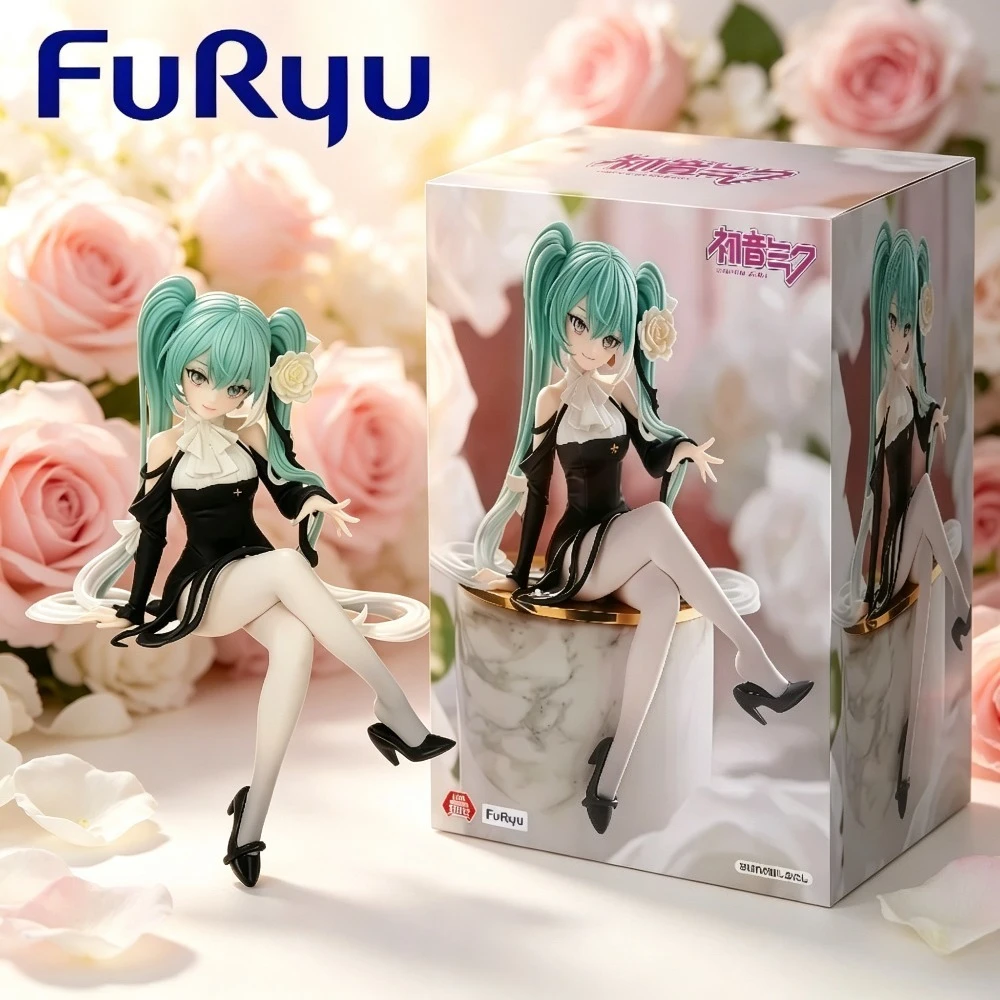 在庫あり-フリュー-ヌードルストッパー-初音ミク-ブラックドレス-フラワーバージョン-アニメフィギュア-コレクタブルモデル-デスクオーナメント-デコレーション-おもちゃ-ギフト