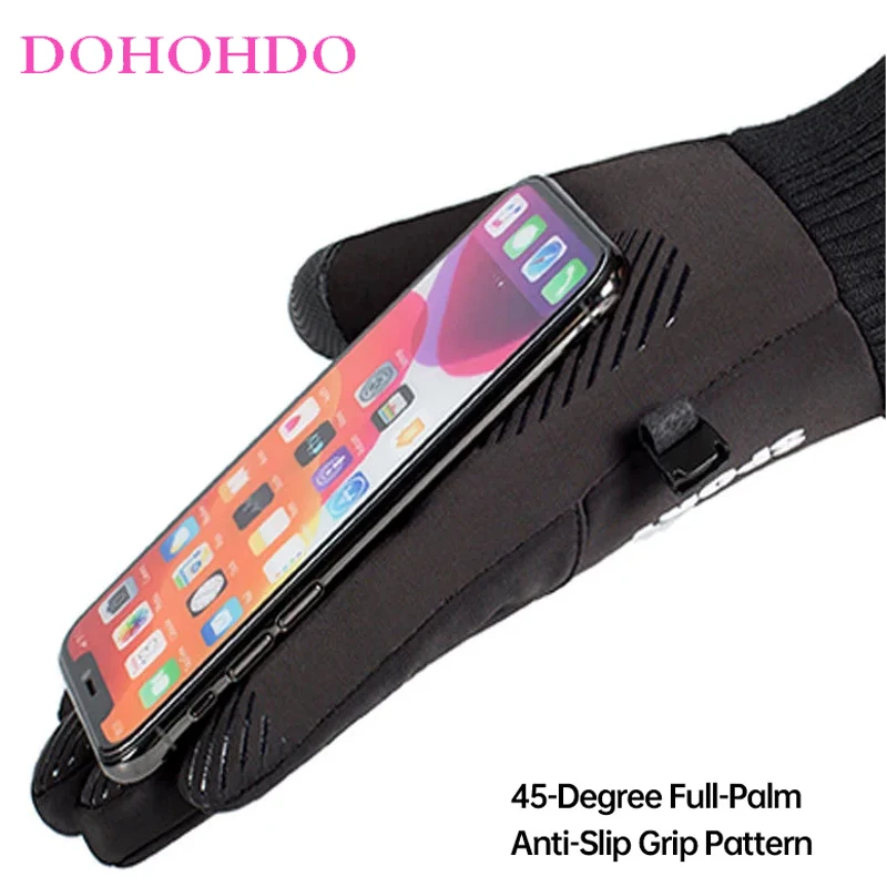 قفازات الشتاء الرجال مقاوم للماء الدافئة الرياضة في الهواء الطلق ركوب يندبروف شاشة تعمل باللمس المضادة للانزلاق المخملية الباردة واقية قفازات سوداء Guantes #3