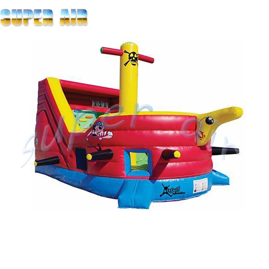 Vendita calda bella nave pirata gonfiabile rossa con aeratore per parco giochi per bambini