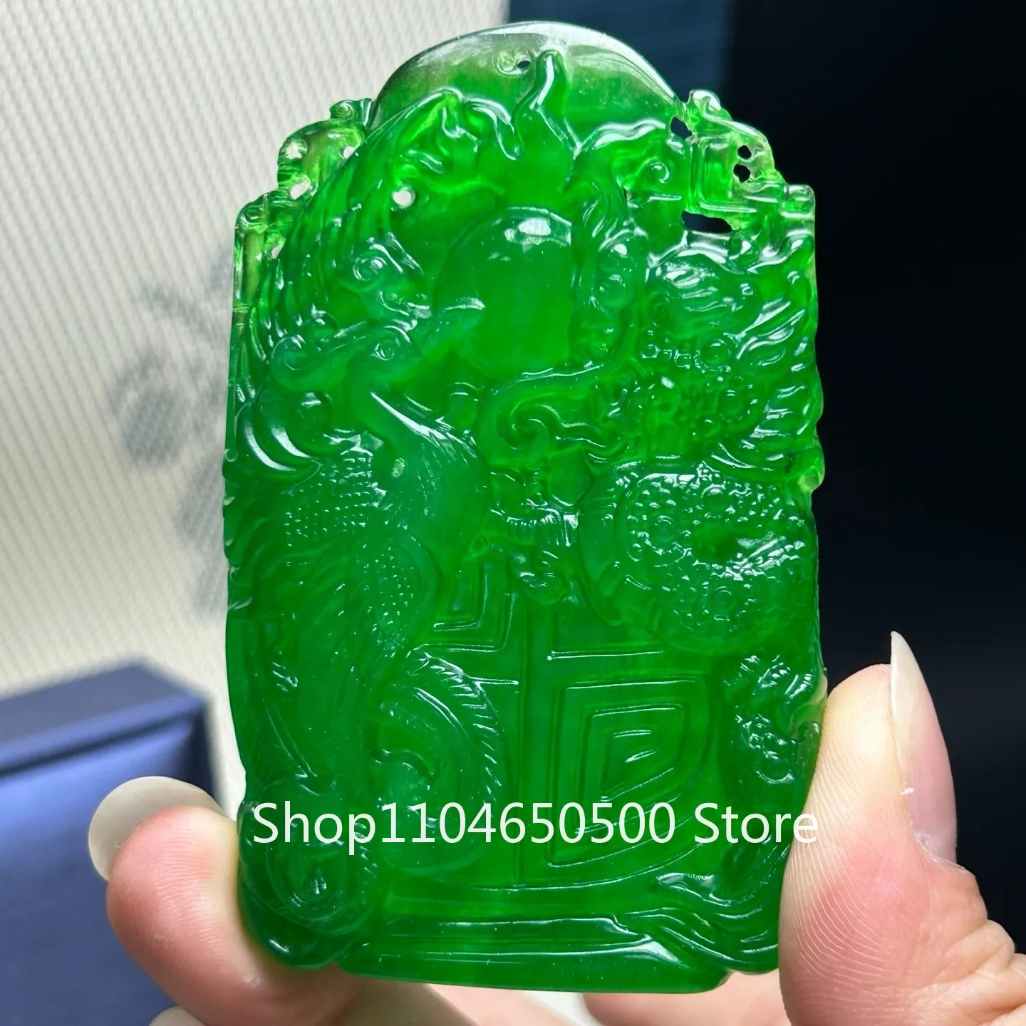

Certified Natural Ice green Jade Jadeite amulet Pendant & Necklace