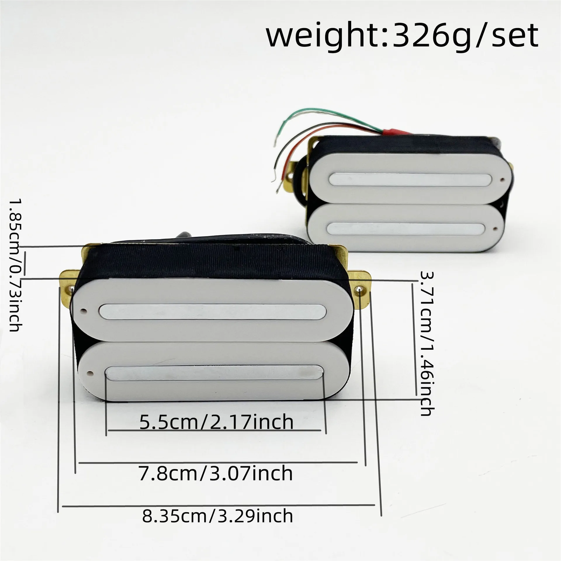 Guitar Dual Rail Humbucker Pickup Set Curved Blade High Output N-10K/B-16K  4-Conductor Coil Split White